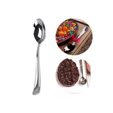 Imagem de 120 Colheres Descartáveis 10cm Ovos Páscoa Colher Prata Chocolate - ud