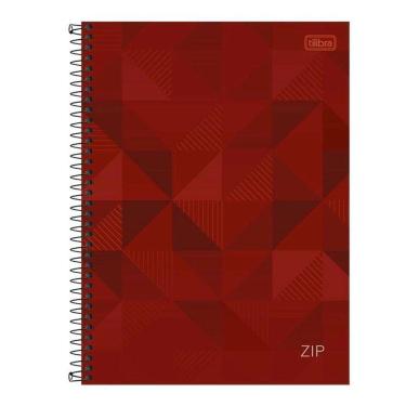 Imagem de Caderno Espiral Universitário Zip Geométrico 10 Matérias Vermelho - Tilibra