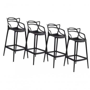 Imagem de Conjunto C/4 Banqueta Allegra Alta Master Preta Cozinha Americana Balc