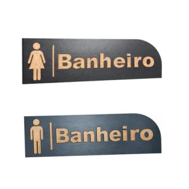 Imagem de Placa Sinalização Banheiro WC MDF Masculino Feminino Parede - - Inffin
