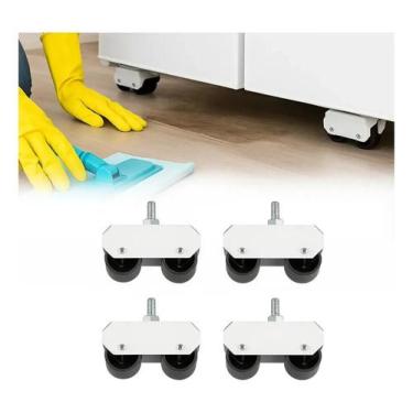 Imagem de Kit Com 4 Pes Com Rodinhas Branco Fogao Geladeira Moveis - Congratulat