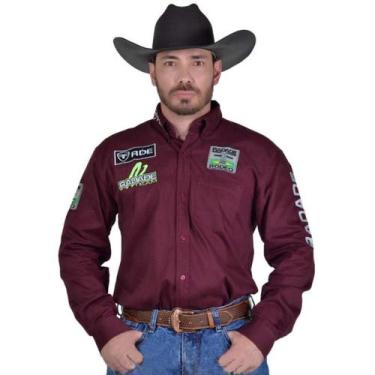 Imagem de Camisa Radade Team Country Bordada Rodeo Competição Vaqueiro, Bordô, E