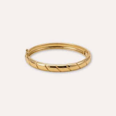 Imagem de Bracelete Rígido Milliá Detalhes Banho Ouro em Metal Acabamento Polido Minimalista Feminino