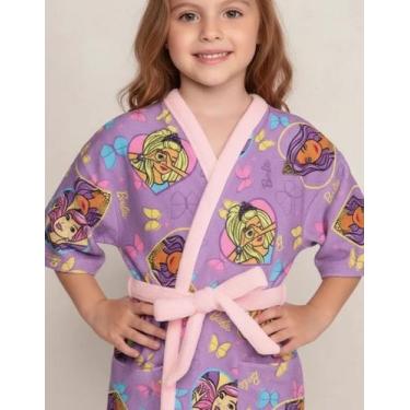 Imagem de Roupão Infantil Aveludado Estampado Barbie Reino Magicos PP Lepper