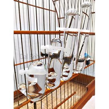 Imagem de Kit 10 Bebedouros de vidro fino liso para pássaros malha fina e malha larga 04 medidas