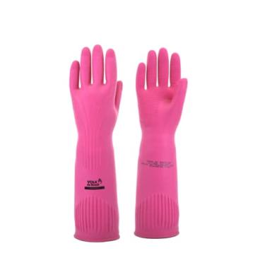 Imagem de Luva Látex Longa Ranhurada Rosa - Volk (G)