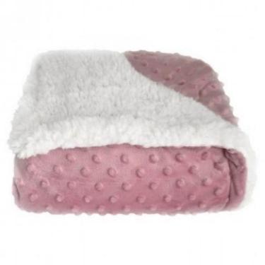 Imagem de Cobertor Para Bebe Sherpa Dots Rosa Laço Bebe