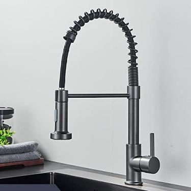 Imagem de Torneira de pia de cozinha preto fosco Torneira de cozinha de alça única torneira misturadora 360 rotação Torneira cozinha torneira misturadora, cinza fosco, China