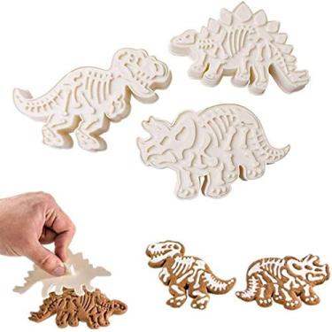 Imagem de SHEBAKING Cortadores de Biscoito em Forma de Dinossauro Jurássico - Estegossauro, T-Rex, Triceratops e Esqueleto - Conjunto de 6 Peças