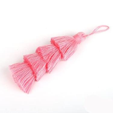 Imagem de 1 peça 4 camadas de poliéster borla de algodão borla 8 cm borlas de seda para decoração de casamento em casa DIY acessórios de cortinas de costura, rosa