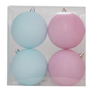 Imagem de Jogo C/4 Peças Bolas Natal Lisa Rosa/azul 10cm 1019210