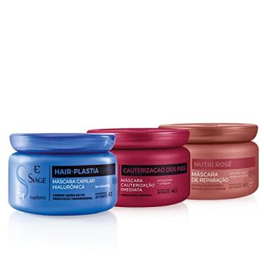 Imagem de Eudora Kit Máscara Capilar Siàge: Hair-Plastia 250g + Cauterização dos Fios 250g + Nutri Rosé 250g