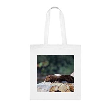 Imagem de Bolsa American Mink Mustela Vison, presente para cachorro de vison americano, aniversário de cachorro de vison americano bolsa de ombro de vison americano, bolsa reutilizável para cães de vison americano, Branco
