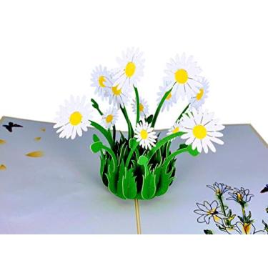 Imagem de iGifts And Cards Cute White Daisies Cartão de felicitações pop-up 3D – alegre, felicidade, edificante, gracioso, Miss You, Dia das Mães, Get Well, Thinking of You, New Beginnings, Hope