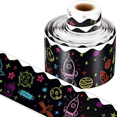 Imagem de Adesivos decorativos com tema escolar de bordas de quadro de avisos de 12 metros Borda de prensa de confetes para decoração de sala de aula (cor 3)