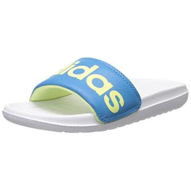 Imagem de adidas Sandália Slide Performance Voloomix XJ, Branco/Solar Azul/Amarelo claro, 6 Little Kid
