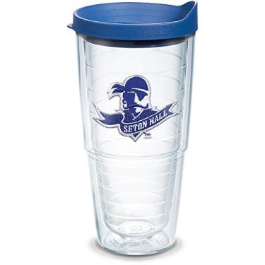 Imagem de Tervis Copo com logotipo Seton Hall Pirates com emblema e tampa azul 680 g, transparente