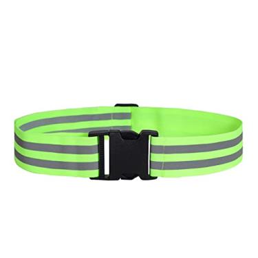 Imagem de Cinto refletivo 2 peças PT cinto refletivo equipamento de corrida para homens e mulheres faixa elástica refletiva perfeita para corrida, ciclismo, caminhada, maratona, militar, verde fluorescente, 5 cm