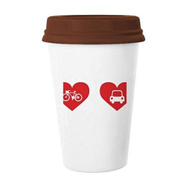 Imagem de Caneca de vidro de cerâmica com estampa de coração vermelho para carro de bicicleta