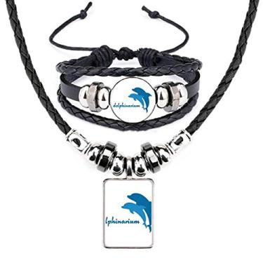 Imagem de Conjunto de joias de pulseira de couro com estampa de golfinho Blue Ocean Friendly