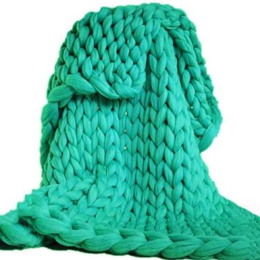 Imagem de Cobertor de malha grosso feito à mão Manta de lã para braço Fio de animal de estimação Cama cadeira sofá Super tricô cobertor de lã robusto presente de decoração para casa cinza escuro 100cm * 150cm