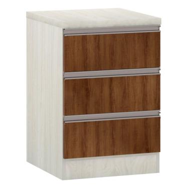 Imagem de Mesa de Cabeceira 3 Gavetas 40cm Estrutura Legno Crema Prime Plus Luciane Móveis