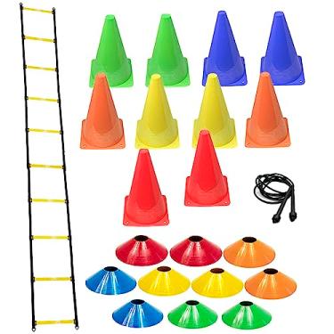 Imagem de Escada + 10 Pratos + 10 Cones + Corda Treinamento Funcional