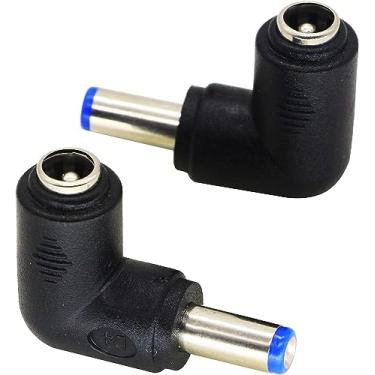 Imagem de CGTime Adaptador macho para fêmea de 90 graus CC 5,5 x 2,1 mm conector de alimentação de 5 volts DC barril conector de cabo de carregamento para tablet (DC 5,5 x 2,1 mm) (pacote com 2)