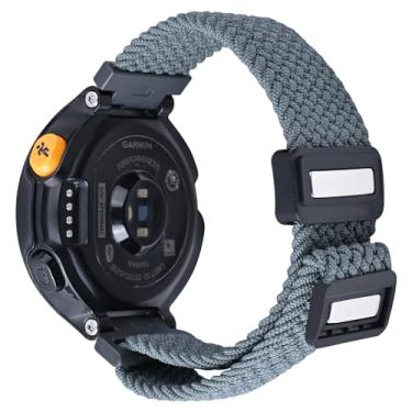 Imagem de C2D JOY Pulseira de nylon trançada compatível com Garmin Forerunner 735XT/235, pulseira magnética esportiva de nylon com chave de fenda, verde militar médio