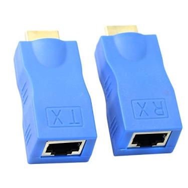 Imagem de XMSJSIY Extensor HDMI, extensor de cabo de rede HDMI para RJ45, repetidor sobre Cat 5e/6 1080p até 30 m para HDTV, PS4, STB - Solicite cabo Cat 5e/6 de cobre puro - não suporta HDCP