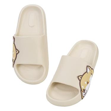 Imagem de Sandálias para meninas e meninos, chinelos masculinos para mulheres, antiderrapante em EVA para uso interno e externo, chinelos infantis com rosto sorridente, bico aberto, spa, piscina, academia,