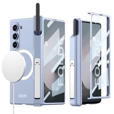 Imagem de PUROOM Capa para Samsung Galaxy Z Fold 6 com suporte para caneta S e proteção de dobradiça e suporte, Z Fold6 compatível com carregamento sem fio Magsafe protetor de tela integrado com tudo incluído