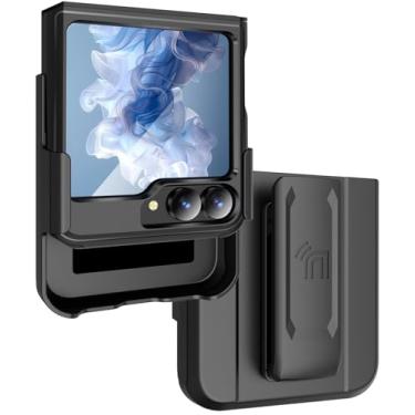 Imagem de Combo de capa e clipe de cinto Rizz para celular Samsung Galaxy Z Flip 6, capa híbrida robusta Nakedcellphone [com proteção de painel de dobradiça oculta] e suporte giratório para coldre Z Flip6 -