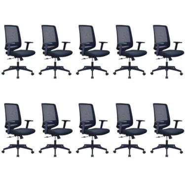 Imagem de Kit 10 Cadeiras para Escritório Diretor Giratória Shanghai com Nr17 Preto