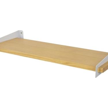 Imagem de Prateleira Loop Nicho Decorativo 50x20cm Cozinha Sala Quarto Madeira Cinza Claro/Amêndoa