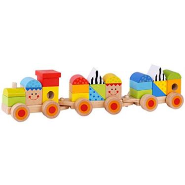 Imagem de Trem de Blocos 26 Peças Madeira TKB383 Tooky Toy, Multicor