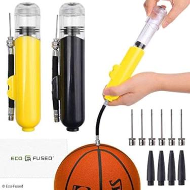 Imagem de 2x Bomba esférica – Super compacta – Ação dupla (bombeia o ar quando você empurra e puxa) – para bolas esportivas (basquete, futebol, futebol, rugby, vôlei, ioga, etc.) e infláveis (bolas de praia, piscina flutuantes)