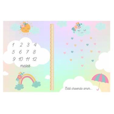 Imagem de Lençol Cenário Foto Mêsversário Chuva Amor - Minha Estrelinha