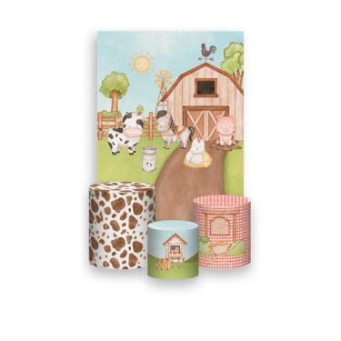 Imagem de Painel De Festa Vertical 1,50 x 2,20 + Trio De Capas Cilindro - Fazend