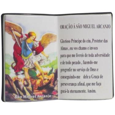 Imagem de Livro de Oração Arcanjo Miguel Resina Porta Caneta 15cm - Zona Livre