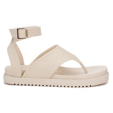 Imagem de Sandália Feminina Luxo Flat Tiras Chinelo Plataforma Confortável Da Mo