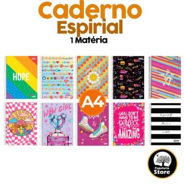 Imagem de Caderno Feminino 1 Matéria Espiral Arame Capa Dura Jovem Decorado - Pa
