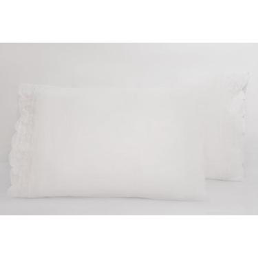 Imagem de 2 Fronhas King 50cmX90cm 100% Algodão 180 Fios Barrado Bordado Mandala