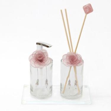 Imagem de Kit Decorativo para Lavabo com aromatizador de ambientes e Bandeja  - 