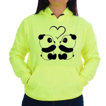 Imagem de Blusa Moletom Feminina Canguru Flanelado Casual Casal Panda - Markelly
