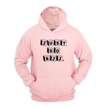 Imagem de Moletom Masculino Canguru Estampa Just do BJJ com Capuz - Ragor, Rosa,