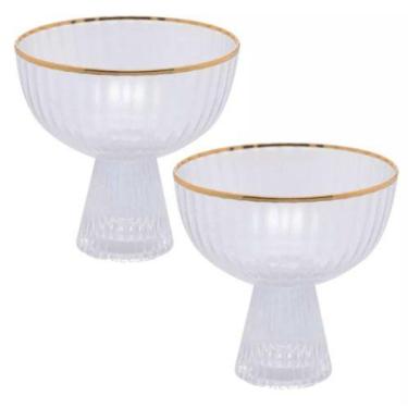 Imagem de Conjunto 2 Tacas De Sobremesa De Cristal Com Fio De Ouro Lin - Wolff