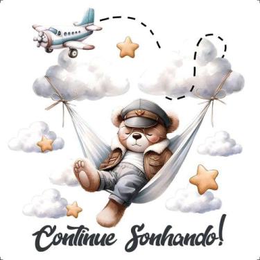 Imagem de Transfer Textil Quadrado - Ursinho Aviador - Litoarte