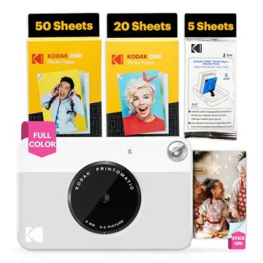Imagem de KODAK Câmera digital impressa instantânea colorida Printomatic – Pacote com 75 folhas – Impressões em papel fotográfico Zink 2 x 3 – 5 MP, portátil, presente criativo divertido para aniversário, Natal