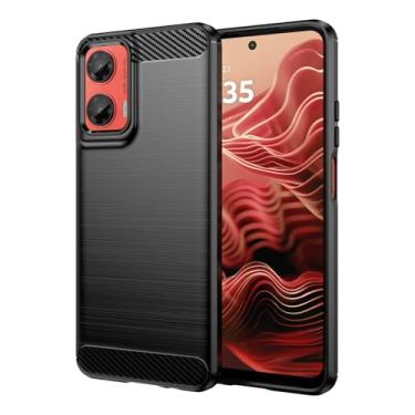 Imagem de Vavies Capa para Moto G35, para Motorola G35 5G, capa de fibra de carbono, capa fina e macia de TPU com absorção de choque, à prova de choque, capa para celular para Motorola Moto G35 preta